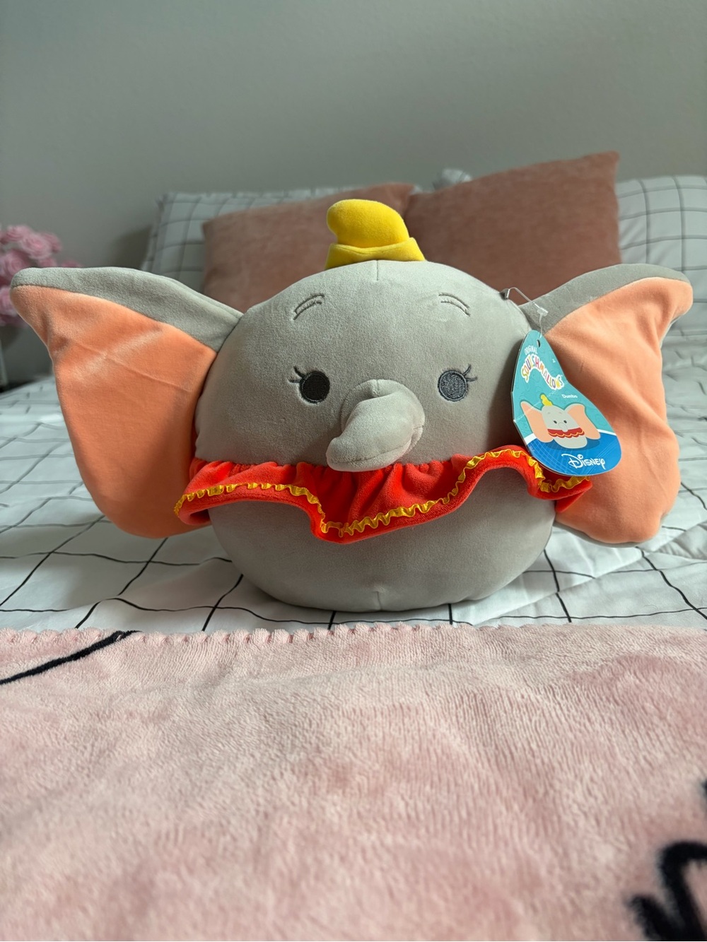 Disney Dumbo Plush - Gray with Pink Ears and Yellow Hat
